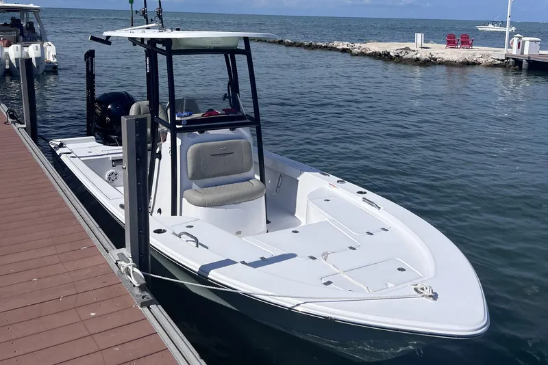 The Image of 2022 Sportsman Masters 227 Bay Boat docked by the pier. - 0