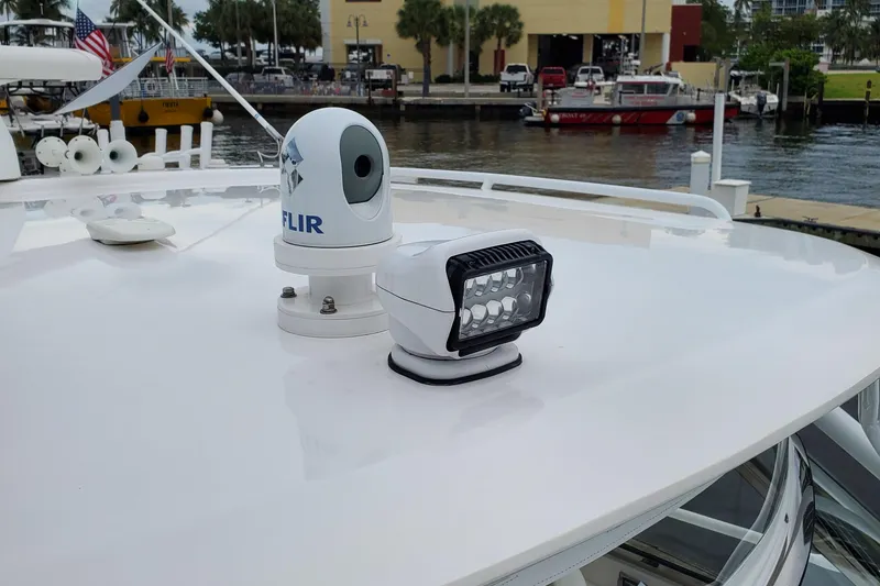 Slide: The Image of 2019 Intrepid 475 Sport Yacht with FLIR camera and LED light on deck. - 7