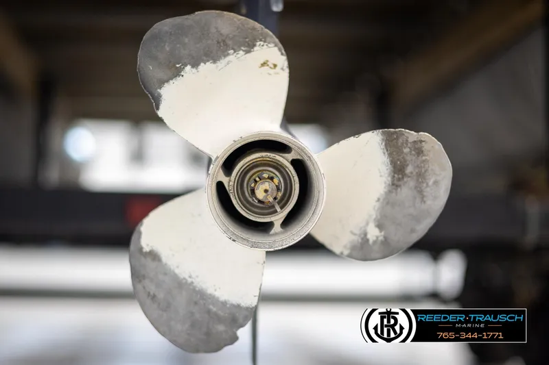 Slide: The Image of Close-up of a Suncruiser Trinidad 224 boat propeller, 2002 model. - 42