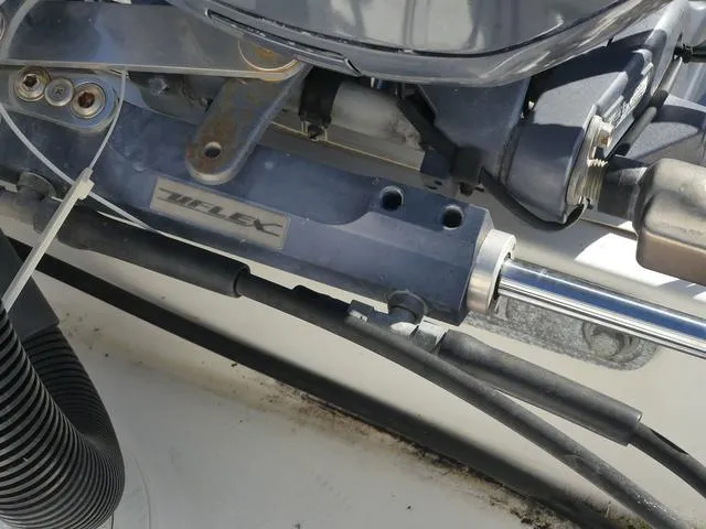 Slide: The Image of Close-up of 2011 Sailfish 218 CC boat engine components. - 41