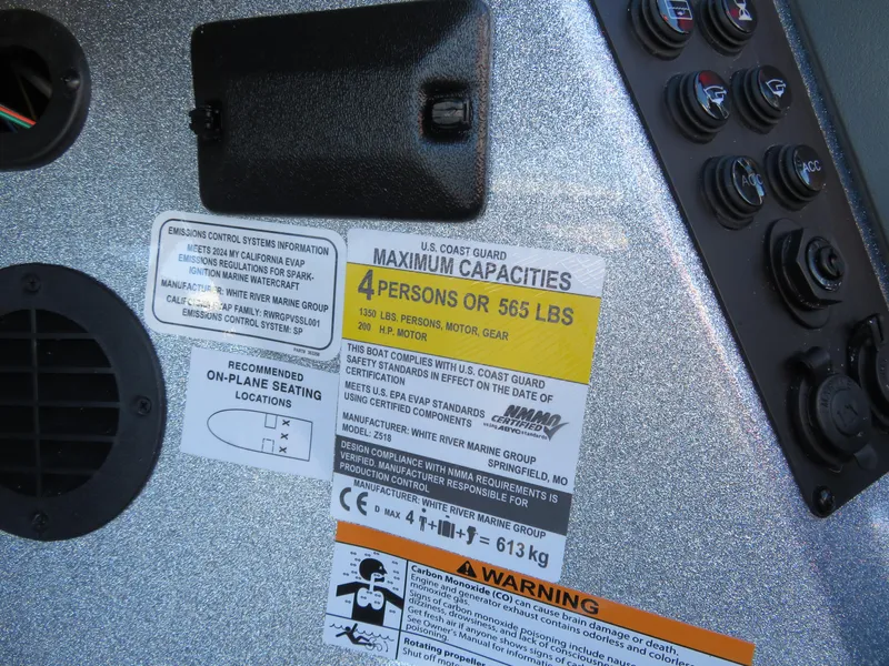 Slide: The Image of 2024 Ranger Z518 Ranger Cup Equipped capacity and safety labels. - 6