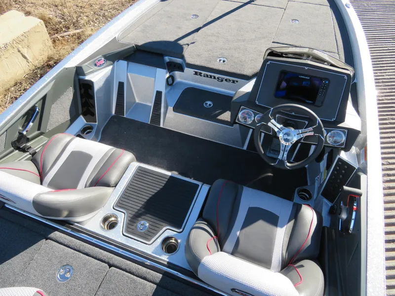 Slide: The Image of 2024 Ranger Z518 Ranger Cup Equipped boat interior with dual seats and advanced dashboard. - 7