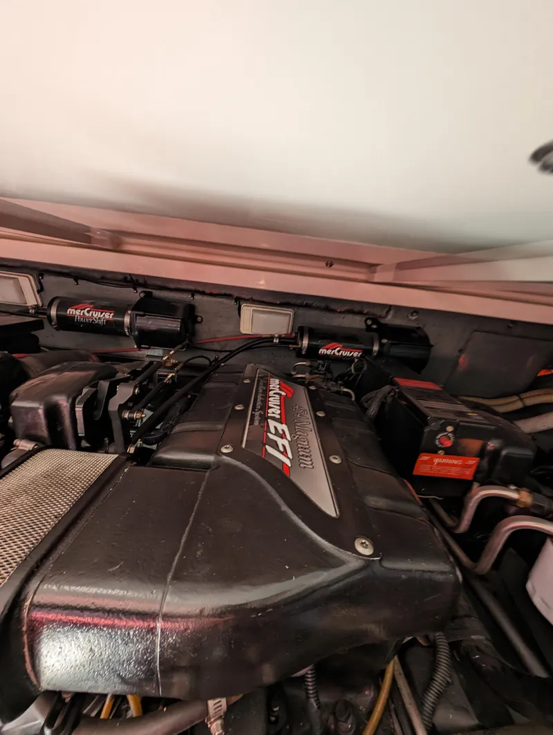 Slide: The Image of Engine compartment of a 1995 Sea Ray 380 Sun Sport boat. - 15