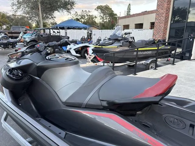 Slide: The Image of 2024 Sea-Doo Waverunner PWC GTR X 300 on trailer in outdoor lot. - 3