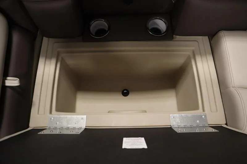 Slide: The Image of 2025 Bentley Pontoons 223 QSB Tri-Toon storage compartment interior. - 13