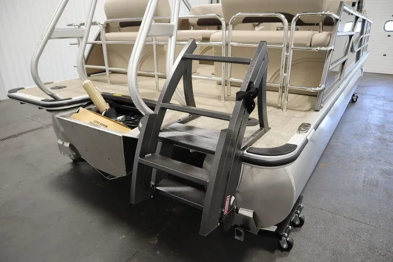 Slide: The Image of 2025 Bentley Pontoons 223 QSB Tri-Toon with rear entry ladder and seating. - 25