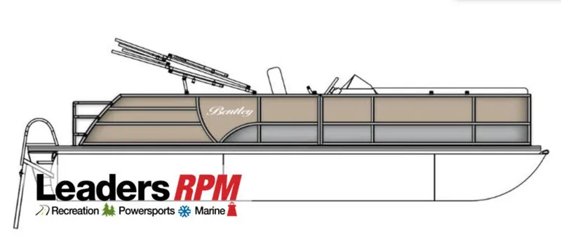 Slide: The Image of 2025 Bentley Pontoons 223 QSB Tri-Toon side view illustration with Leaders RPM logo. - 41