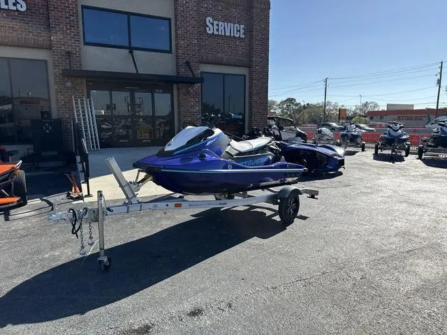 Slide: The Image of 2024 Yamaha Marine Waverunner Jet Blaster in racing blue, featuring sleek design and branding. - 8