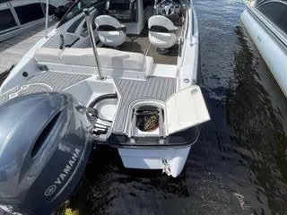 Slide: The Image of 2017 Monterey 197 BR Blackfin boat with Yamaha outboard motor docked. - 16