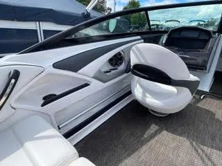 Slide: The Image of 2017 Monterey 197 BR Blackfin boat interior with white and black seating. - 18