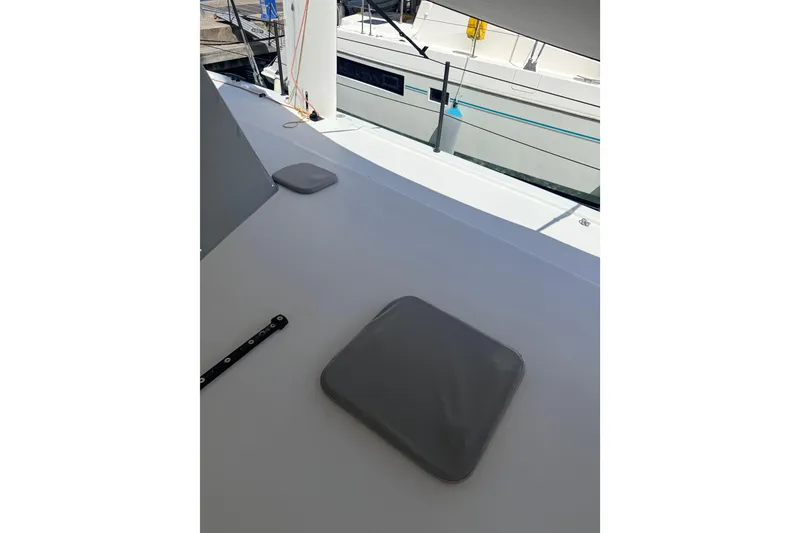 Slide: The Image of Deck of 2022 Balance 442 yacht with hatches and marina view. - 120