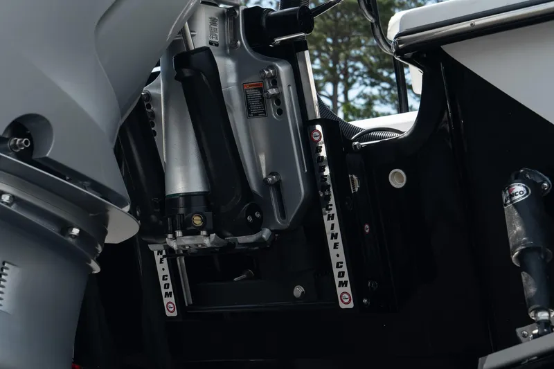Slide: The Image of Close-up of the engine mount on a 2025 Blazer 2220 Fisherman boat. - 6