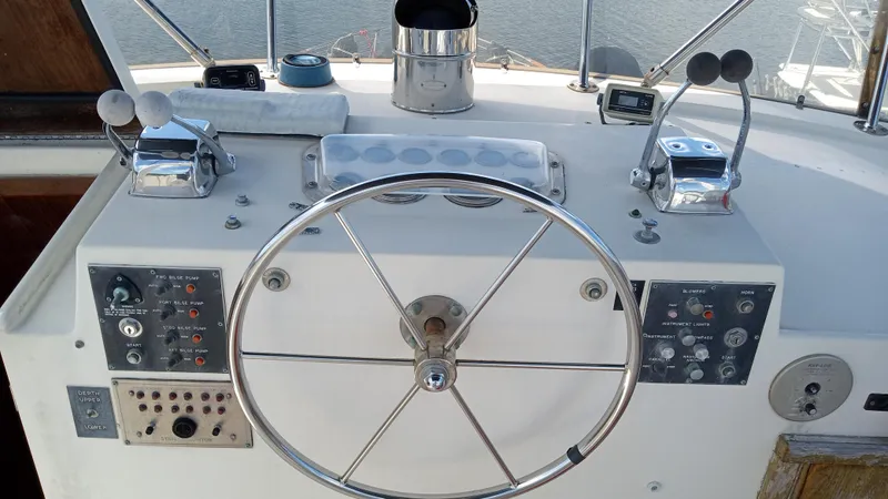 Slide: The Image of Control panel of a 1986 Hatteras 53 Extended Deckhouse Motor Yacht. - 11