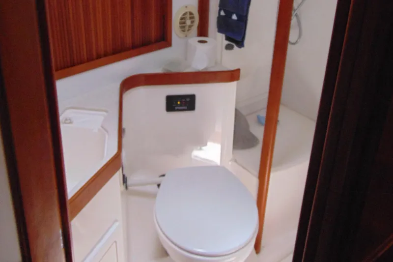 Slide: The Image of 2004 Sabre 36 Flybridge yacht bathroom with toilet and shower - 22