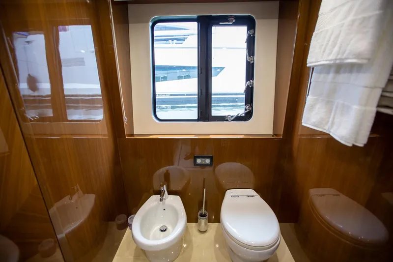 Slide: The Image of Luxurious yacht bathroom with bidet and toilet, Princess 85 Motor Yacht, 2011 model. - 17