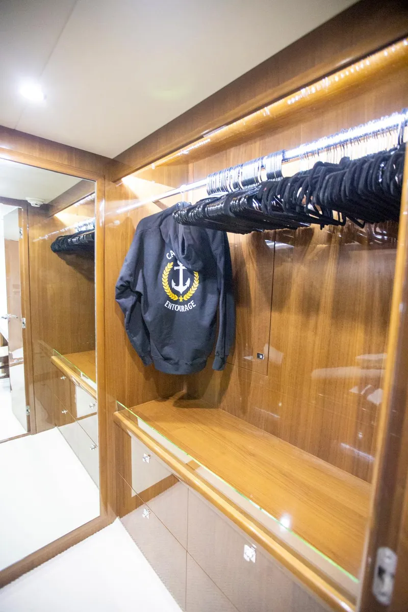 Slide: The Image of Luxurious wooden closet interior on 2011 Princess 85 Motor Yacht. - 19