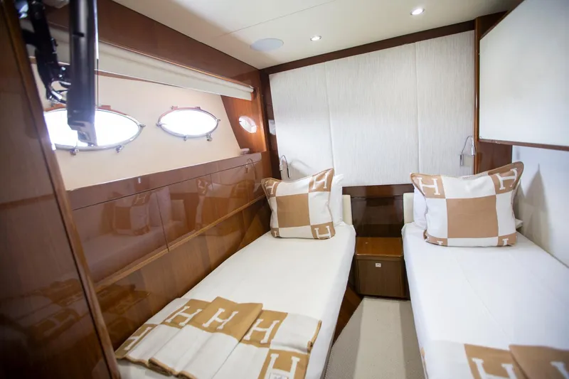 Slide: The Image of Luxurious twin cabin on 2011 Princess 85 Motor Yacht with elegant decor. - 21