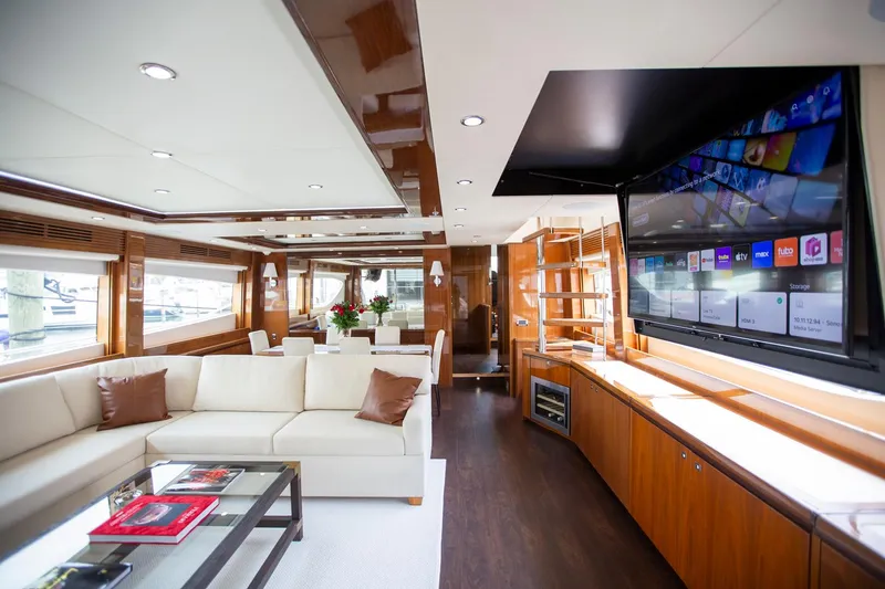 Slide: The Image of Luxurious interior of 2011 Princess 85 Motor Yacht with modern amenities and elegant design. - 3