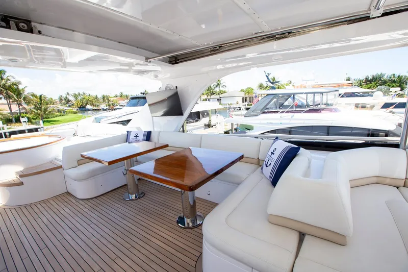 Slide: The Image of Luxurious 2011 Princess 85 Motor Yacht with elegant outdoor seating area. - 30