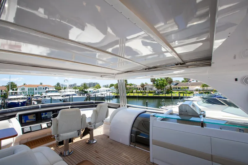 Slide: The Image of Luxurious 2011 Princess 85 Motor Yacht interior with marina view. - 33