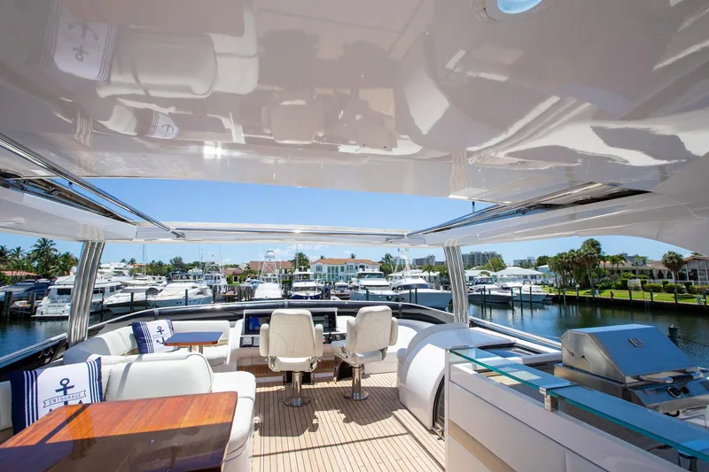 Slide: The Image of Luxurious 2011 Princess 85 Motor Yacht with spacious deck and marina view. - 39