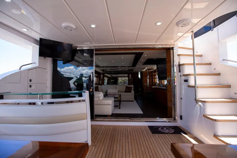 Slide: The Image of Luxurious 2011 Princess 85 Motor Yacht interior with elegant seating and modern amenities. - 44