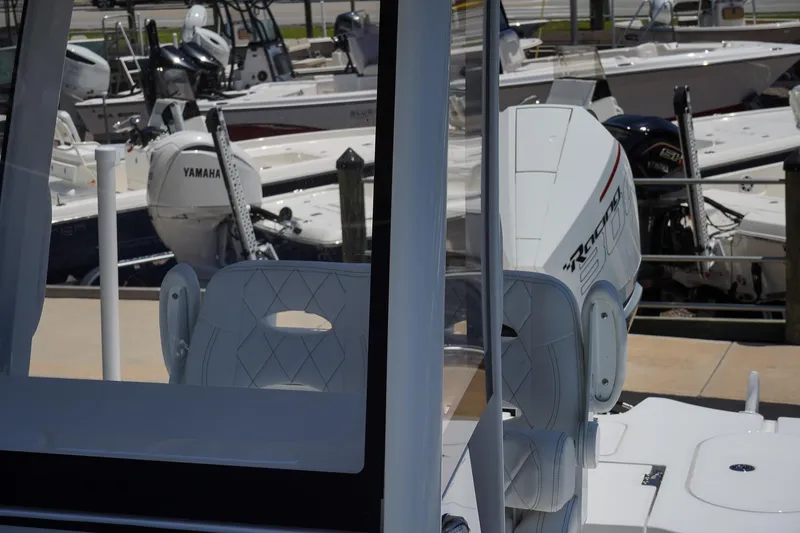 Slide: The Image of 2025 Blazer 2550 GTS boat docked with Yamaha outboard motor. - 17