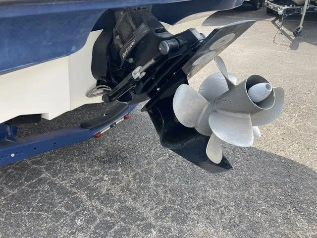 Slide: The Image of Close-up of 2011 Sea Ray 230 SLX boat propeller and stern drive. - 3