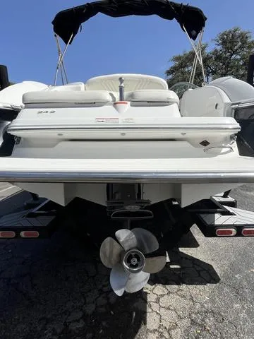 Slide: The Image of 2008 Cobalt 242 boat rear view with propeller and swim platform. - 11