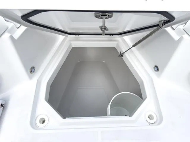 Slide: The Image of 2024 Blackfin 272 CC storage compartment with open hatch. - 47