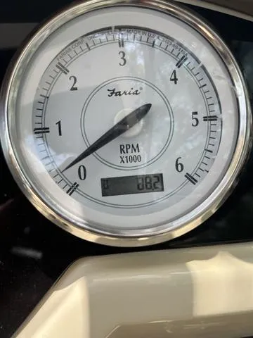 Slide: The Image of Close-up of 2019 Regal 28 Express tachometer showing 821 RPM. - 18