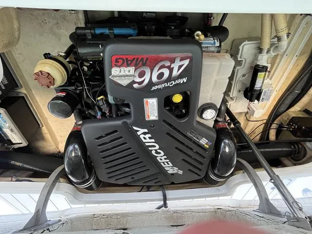 Slide: The Image of 2007 Formula Sun Sport 260 engine compartment with MerCruiser 496 MAG engine. - 16