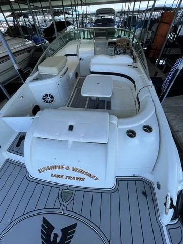 Slide: The Image of 2007 Formula Sun Sport 260 boat docked at Lake Travis with custom Sunshine & Whiskey decal. - 6