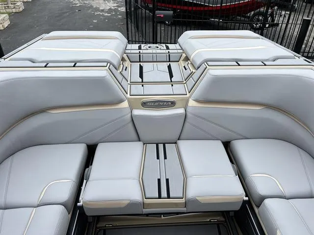 Slide: The Image of 2024 Supra SL 450 boat interior with luxurious seating and modern design. - 25
