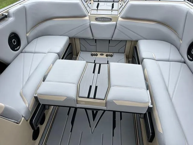 Slide: The Image of 2024 Supra SL 450 boat interior with luxurious seating and modern design. - 35