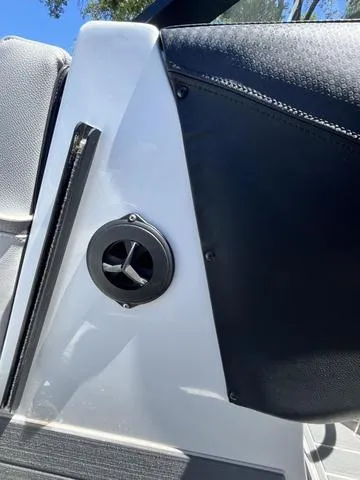 Slide: The Image of 2021 Centurion Fi 23 boat interior detail with speaker and upholstery. - 23