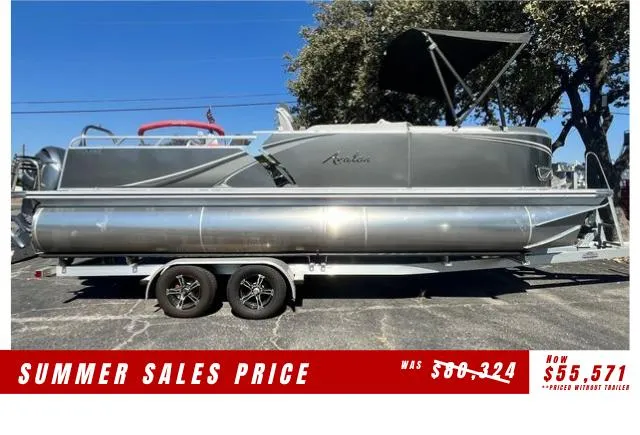 The Image of 2024 Avalon LSZ Versatile Rear Bench pontoon boat on trailer, summer sales price $55,571. - 0