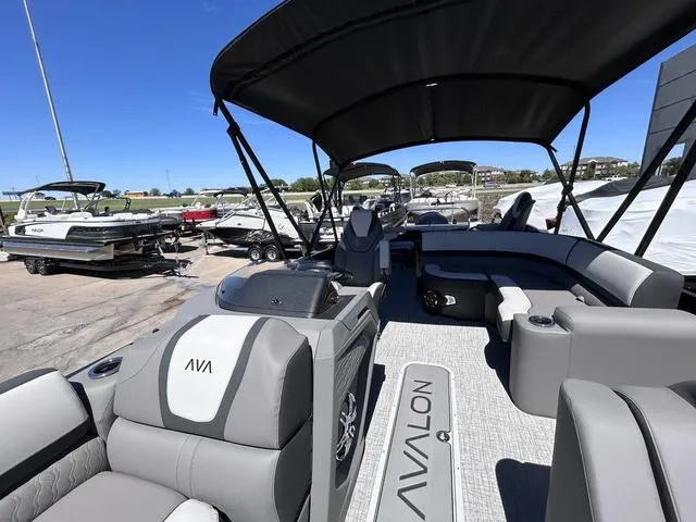 Slide: The Image of 2024 Avalon Catalina Rear Fish 23 FT pontoon boat with spacious seating and canopy. - 9