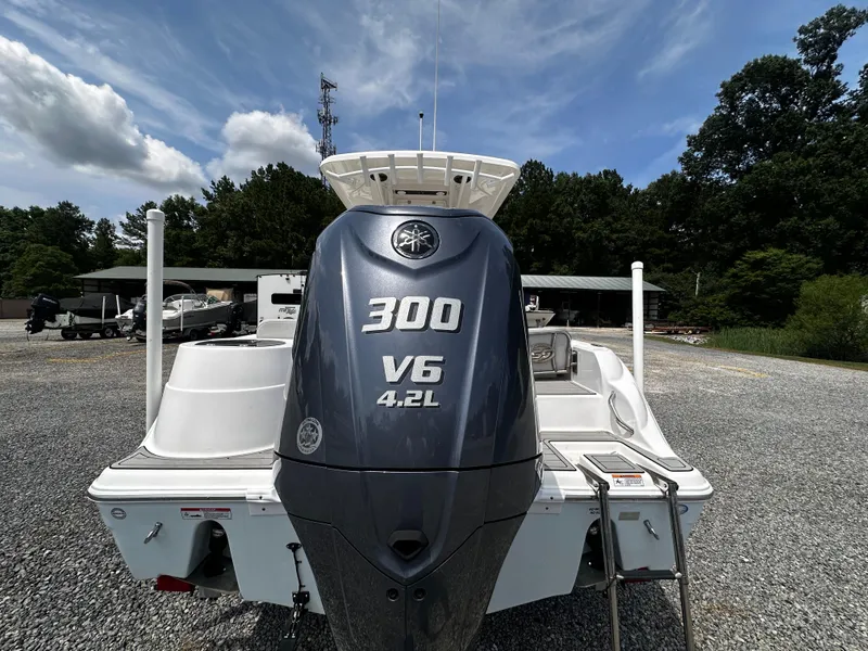 Slide: The Image of 2022 Sea Fox 249 Avenger with 300 HP V6 engine in a boatyard. - 9