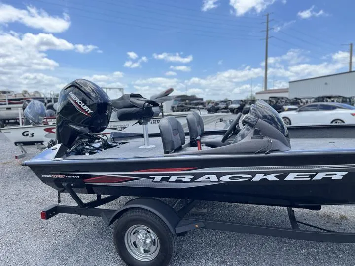 Slide: The Image of 2024 Tracker Pro Team 175 TF fishing boat on trailer. - 10
