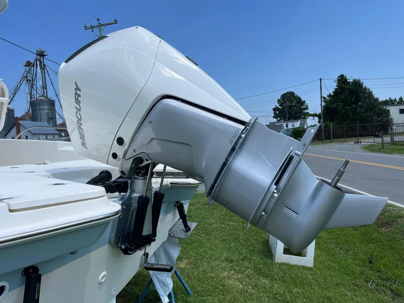 Slide: The Image of 2024 Boston Whaler 250 Dauntless with Mercury outboard motor, side view. - 4