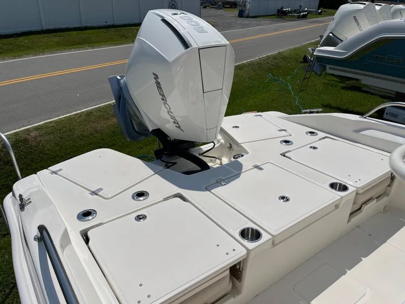 Slide: The Image of 2024 Boston Whaler 250 Dauntless boat with Mercury outboard engine. - 8