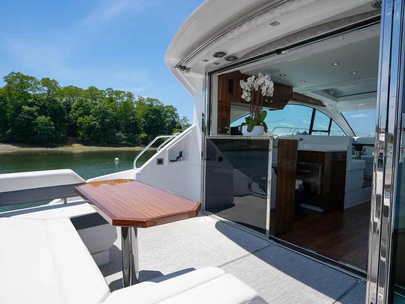 Slide: The Image of 2021 Cruisers Yachts 50 Cantius luxury yacht with open deck and modern interior. - 17