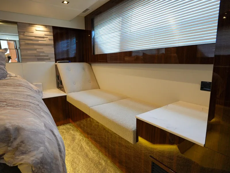 Slide: The Image of Interior seating area of 2021 Cruisers Yachts 50 Cantius with modern design. - 44