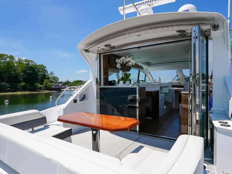 Slide: The Image of 2021 Cruisers Yachts 50 Cantius luxury yacht with open deck and modern interior. - 7