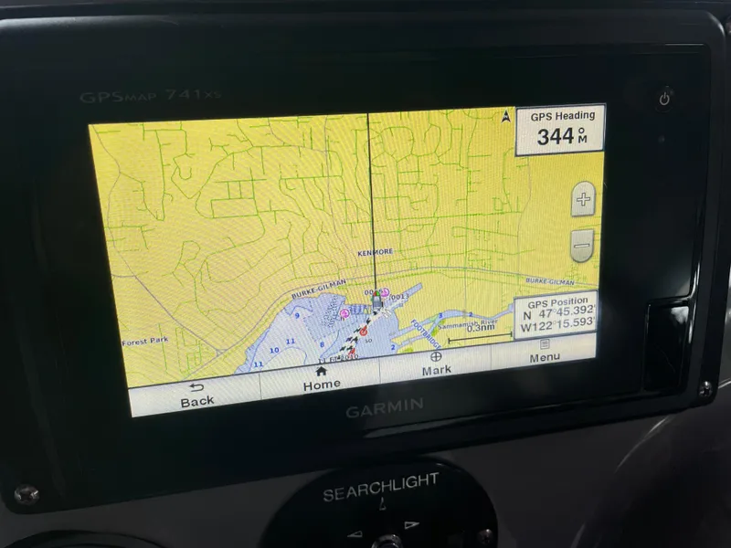 Slide: The Image of Garmin GPS display on a 2008 Bayliner 340 boat showing navigation map. - 5