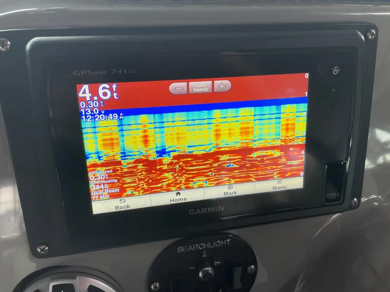 Slide: The Image of Garmin GPS display on 2008 Bayliner 340 showing sonar depth reading. - 6