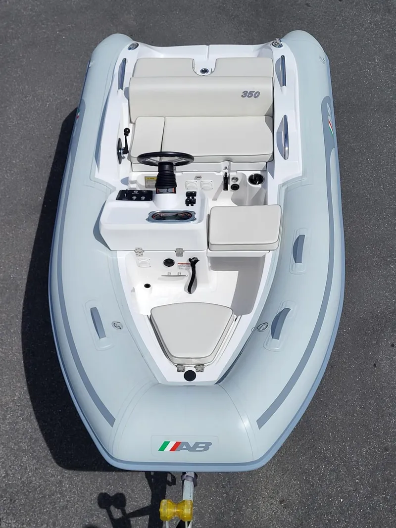 Slide: The Image of 2024 AB Inflatables ABJET 350XP inflatable boat, top view. - 11