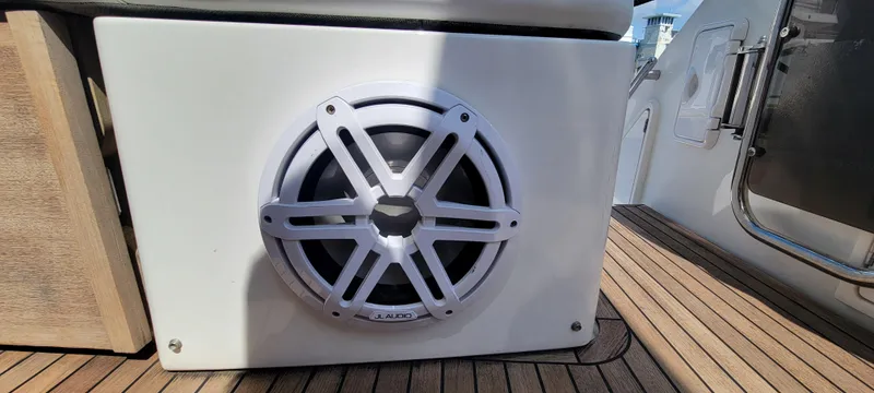 Slide: The Image of Close-up of speaker on 2013 Azimut 45 Flybridge yacht deck. - 19