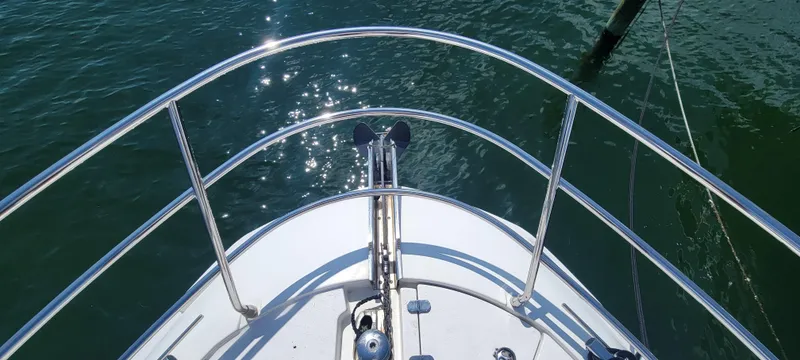 Slide: The Image of Bow of 2013 Azimut 45 Flybridge yacht with stainless steel railings. - 21